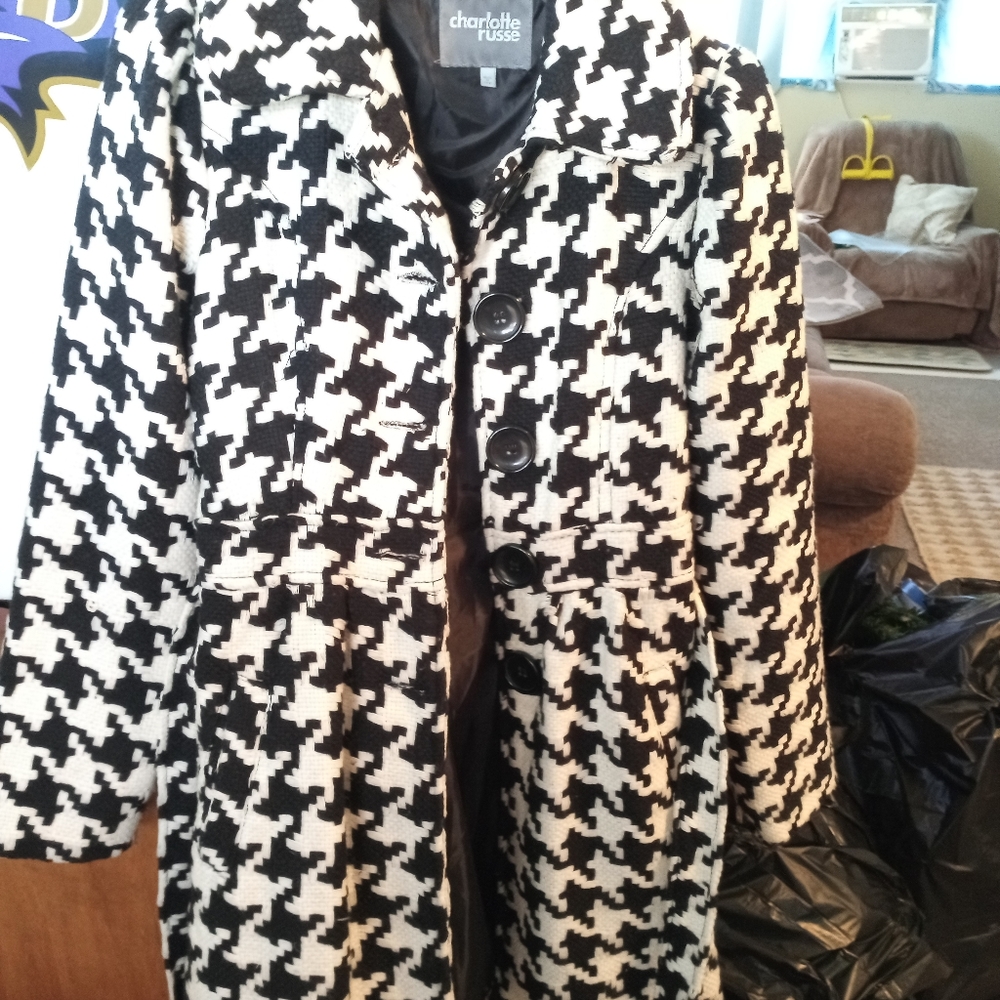 Black n white square coat